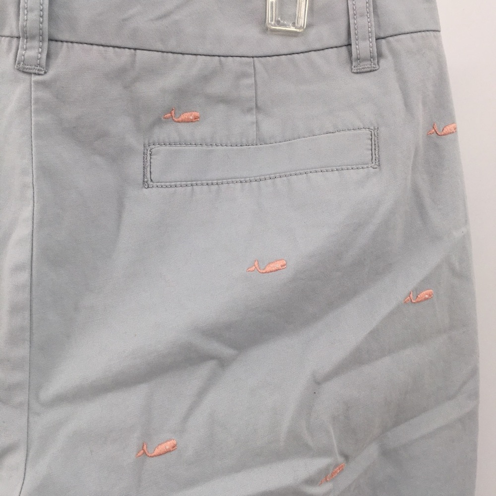 J. Crew Light Blue Shorts with Pink Whale Embroidery